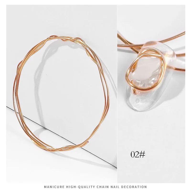 Copper wire Nail Art Decoration Charm Line DIY Design 3D Tips Gold Silver Rose Rhinestones Jewelry Manicure Supplies | Красота и