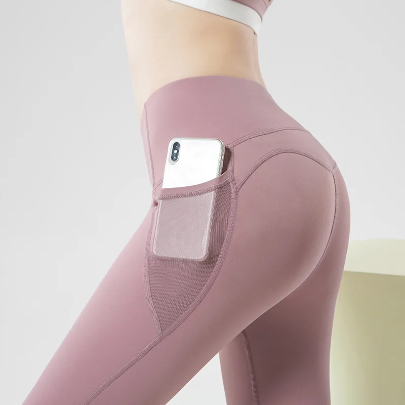 

New yoga dress women's peach hip high elastic exercise tights running breathable mesh fitness Leggings