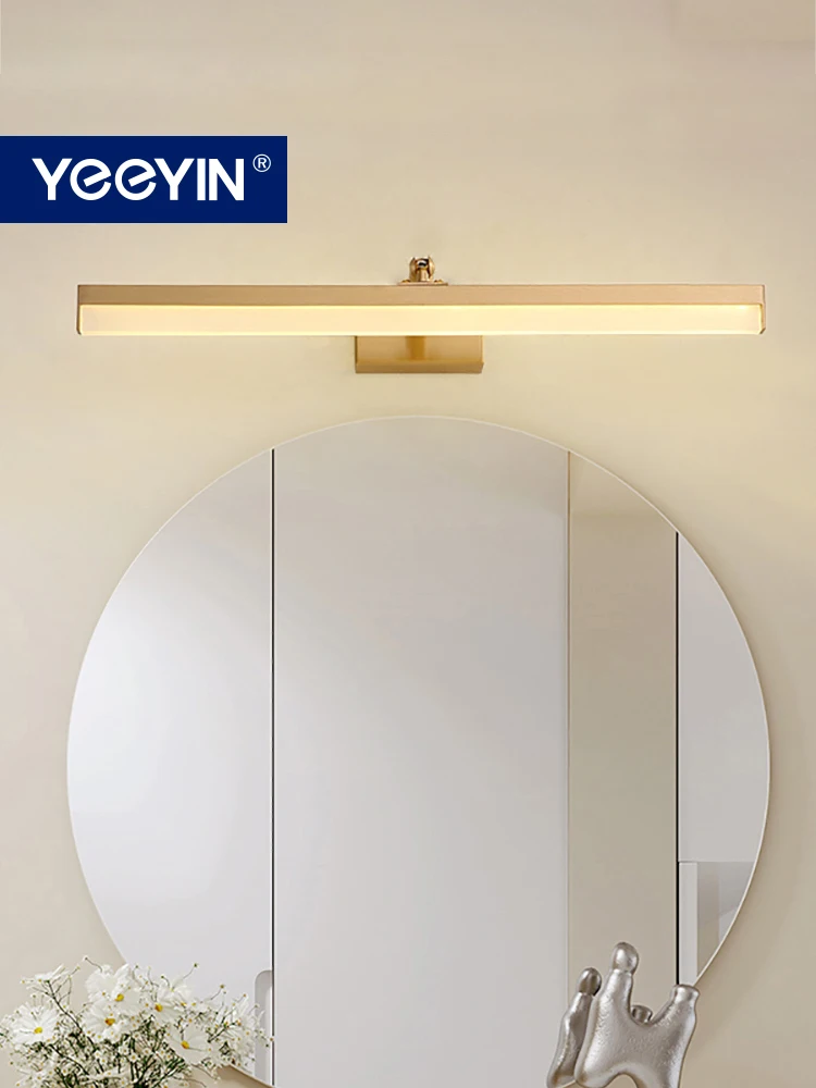 

Светодиодный настенный светильник YEEYIN, полностью медный зеркальный светильник, туалетный столик, декор для ванной, макияжа, настенный свет...