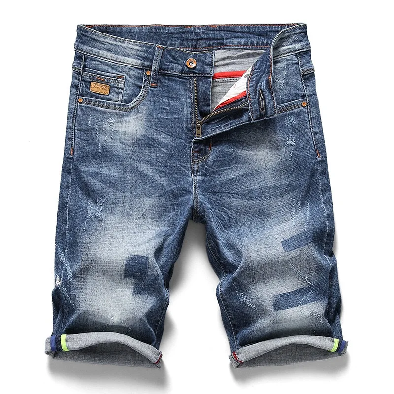 

New Men's Stretch Short Jeans Fashion Casual Slim Fit High Quality Elastic Denim Shorts Male Brand