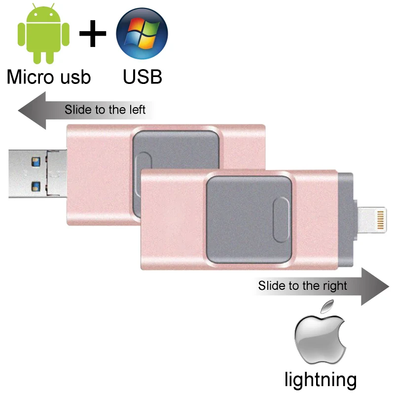 USB-флеш-накопитель 4 в 1 для iPhone 16 ГБ 32 64 128 256 512 USB 3 0 с адаптером типа c | Компьютеры и