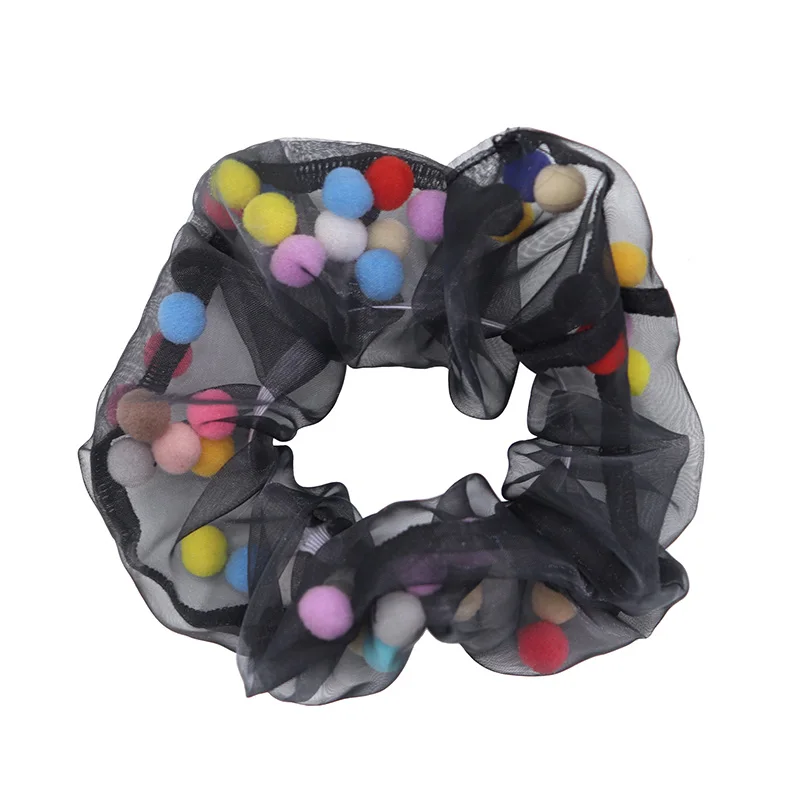 

Бесплатная доставка, модные женские резинки для волос из органзы с шариками, милые резинки для волос для девочек, аксессуары для волос с дер...