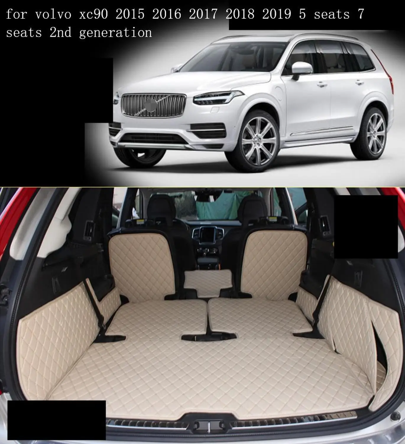 Коврик для багажника из волоконной кожи volvo xc90 2015 2016 2017 2018 2019 5 мест 7 автомобильные