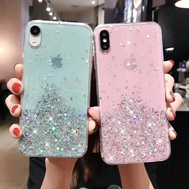

Phone Case Fundas For OPPO Realme 6 5 PRO X XT C2 A5 A9 2020 A3S A7X R15X R17 F9 F11 Reno 2 Z Glitter Bling Soft Silicone Cover