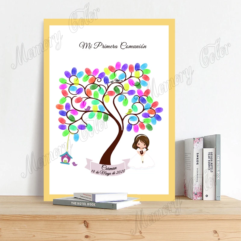 Personalized Kids First Holy Communion Guestbook Custom Theme Name Date Fingerprint DIY Canvas For Boys Girls Primera Comunión | Дом и сад