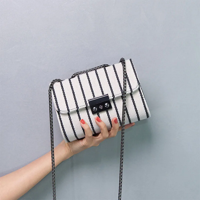 white stripe bags for women fashion chain crossbody bag is all over the place luxury handbags women bags designer - Цвет: white stripe