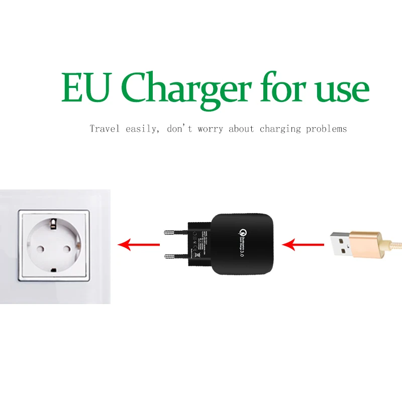 QC3.0 Быстрая зарядка 3 0 для мобильных телефонов EU US Plug настенное USB зарядное