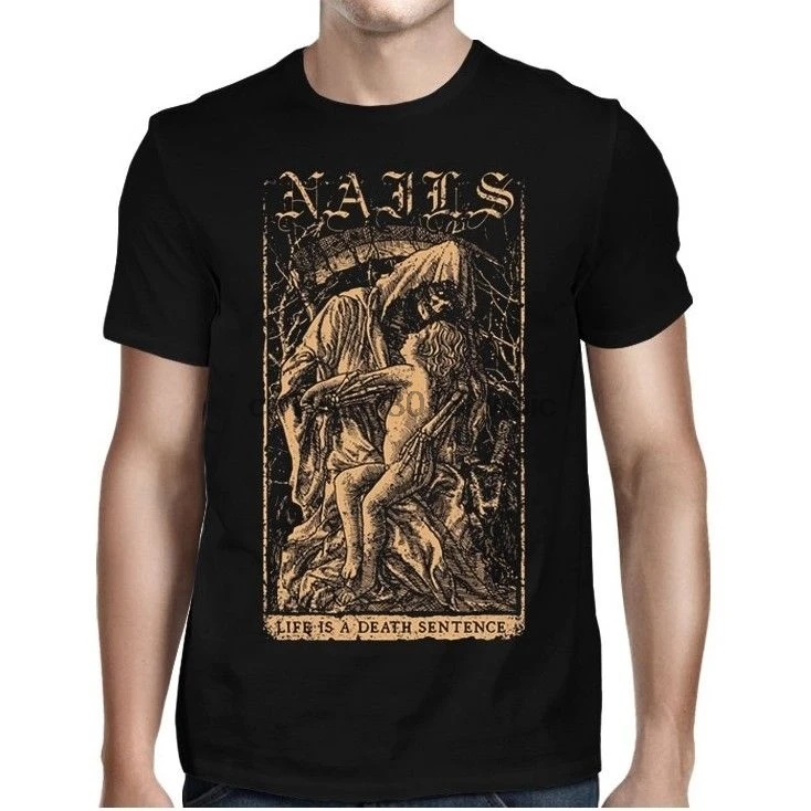 Гвозди жизнь это смертная рубашка Xxl официальный футболка черного цвета с