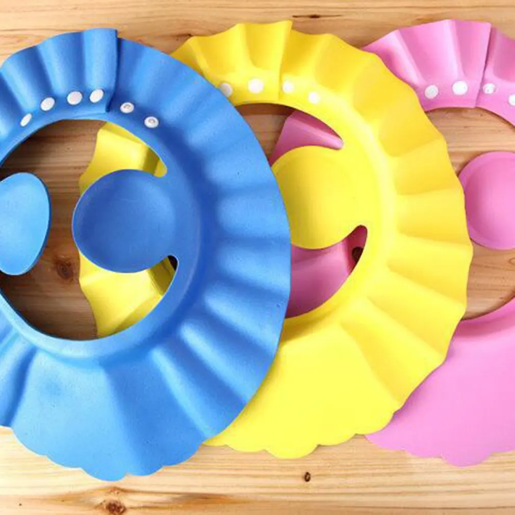 

Baby Shower Cap Adjustable Shampoo Cap Supplies 3D Molding Ear Protection Design Groove Design Cap For Children