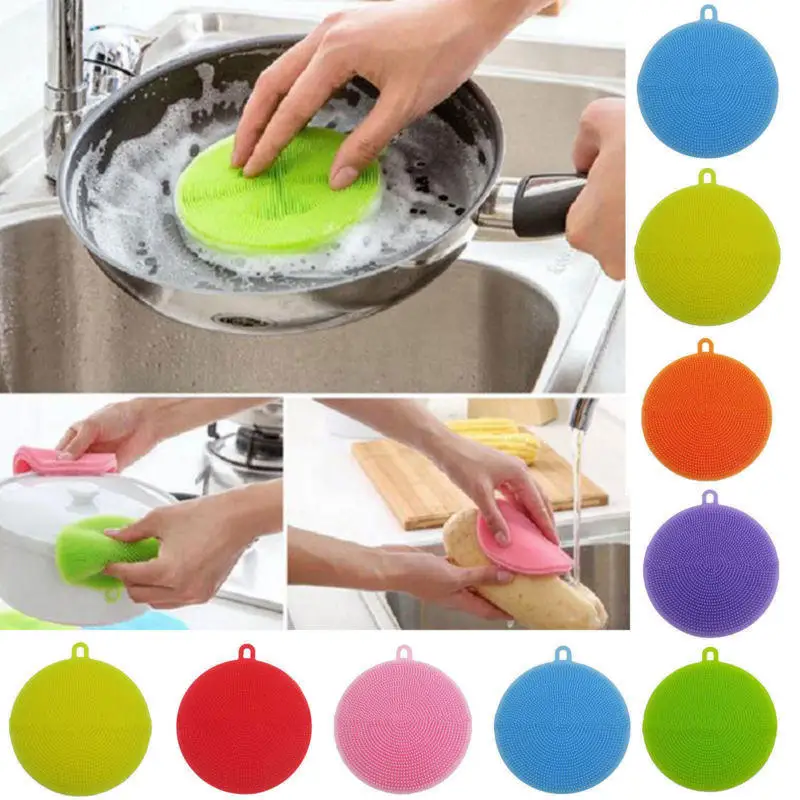 

Silicone Cleaning Brush Dishwashing Sponge Multi-functional Fruit Vegetable Cutlery Kitchenware Brushes Kitchen Tools