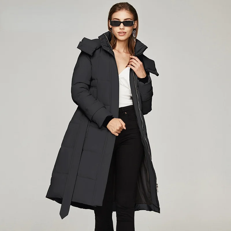 Thick Down Parka Women with Hood Down Jacket 2021 Fashion Long Straight Winter Coat Elegant Pocket Plus Long Warm Thick Outwear