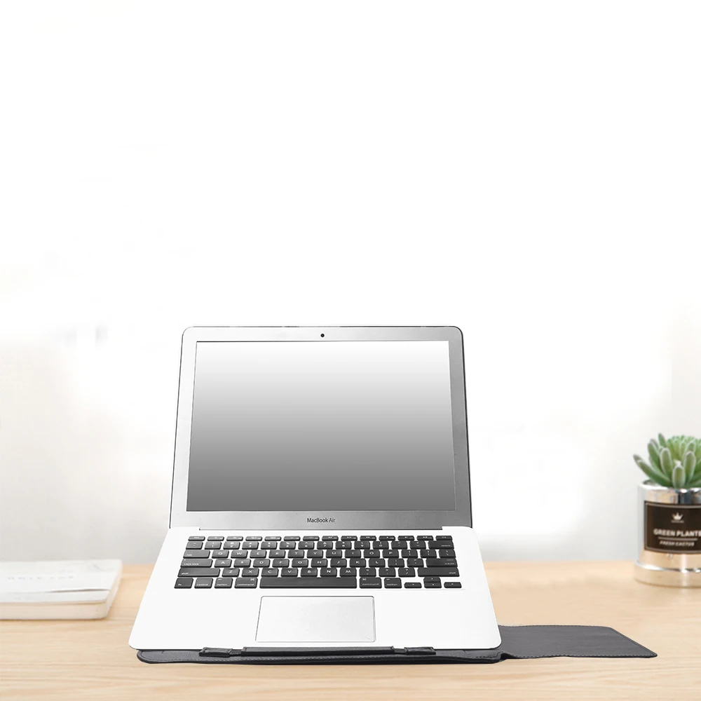 Сумка для ноутбука из искусственной кожи, водонепроницаемый чехол для Macbook Air Pro 13 15, Портативная сумка для ноутбука с опорой