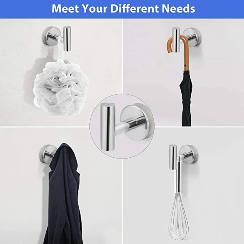 

4 Pcs Towel Hooks, Polished Modern Towel Hook Coat Robe Clothes Hooks Hanger for Bathroom Wall Mounted Kitchen Hotel