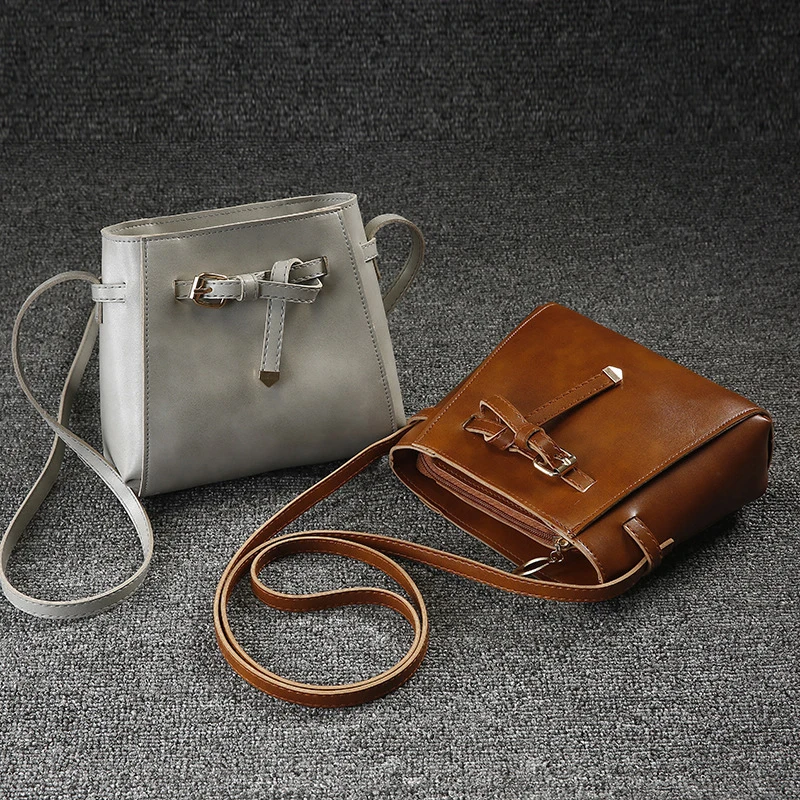 Новинка сумка через плечо кожаная в винтажном стиле одноцветная