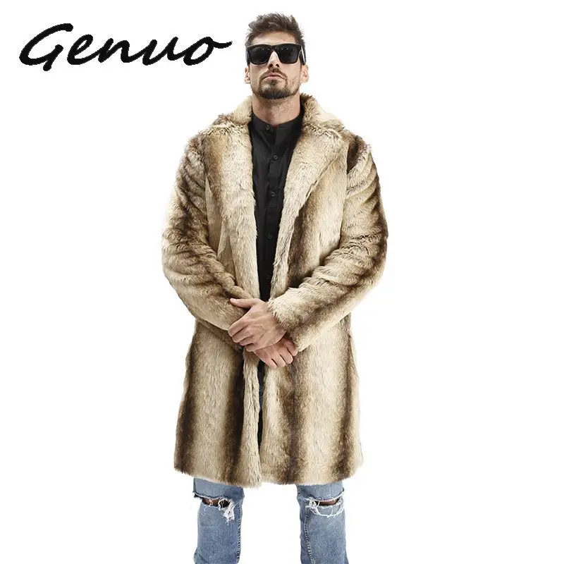 

2019 Hot Men Suit Collar Faux High Quality Rabbit Fur Leather Jacket Winter Warm Turn-down Collar Luxury Mink Fur Mens Fur Coat