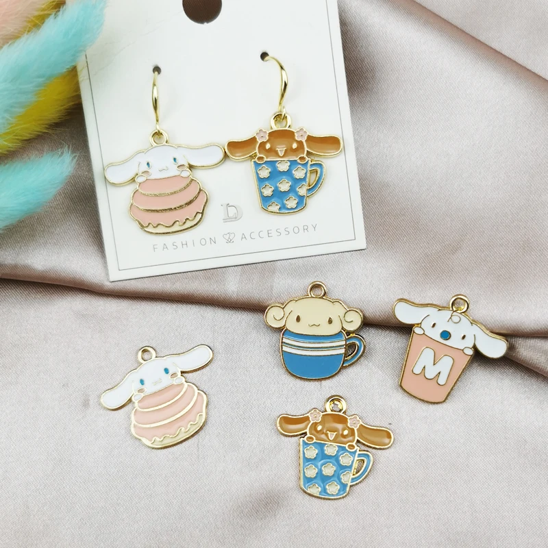 

10pcs Alloy Dripping Oil Cartoon Cute Rabbit Dog Pendant Charm DIY Earrings Accessories Bracelet Floating Jewelry Accessories