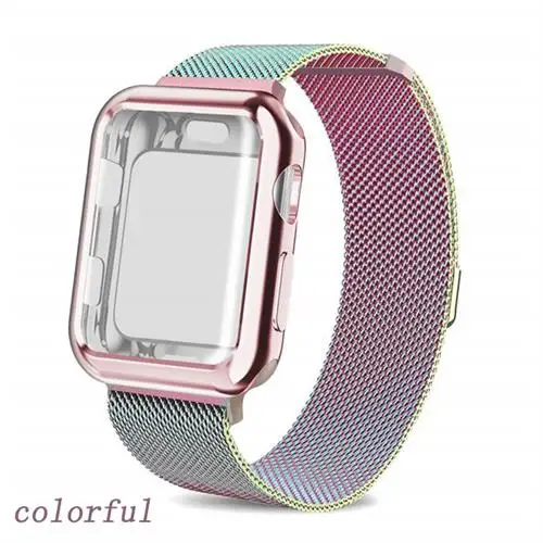 colorful Чехол+ ремешок для Apple Watch 4 band 44 мм 40 мм iWatch band 42 мм 38 мм Миланская Петля Браслет ремешок для Apple watch 5 4 3 2 1 44 - Цвет ремешка: colorful