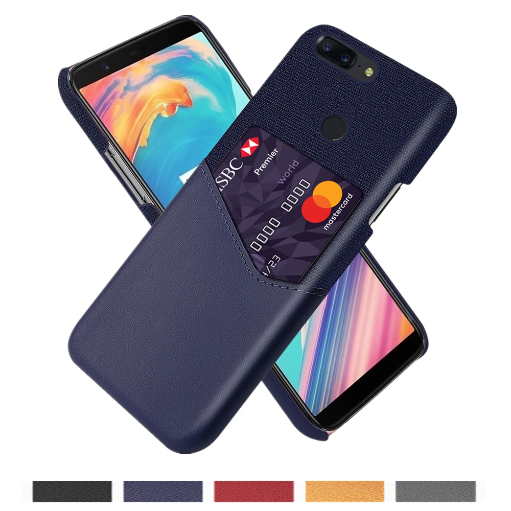 

Febric Card Holder Cover For OnePlus 5T 5 Coque Cloth Texture PU Antiskid Funda For One Plus 5 T 1+5 1+5t Phone Case Capa Shell