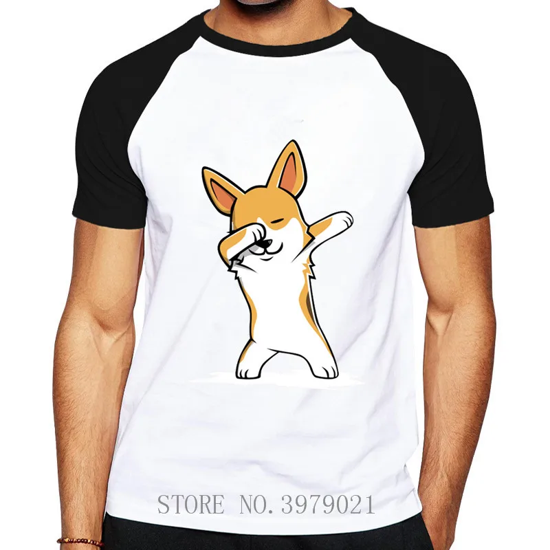 Забавные креативные футболки Dabbing Corgi мужская одежда с коротким рукавом футболка
