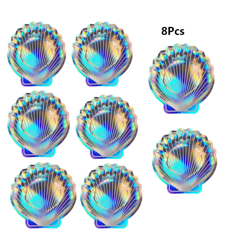 8 шт. Переливающаяся сверкающая оболочка бумажные тарелки для вечеринок посуда 9