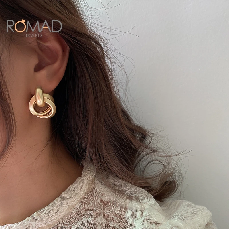 

ROMAD European And American Temperament Irregular Geometric Earrings Girls 2020 New Luxury Designer Stud Earrings For Women #
