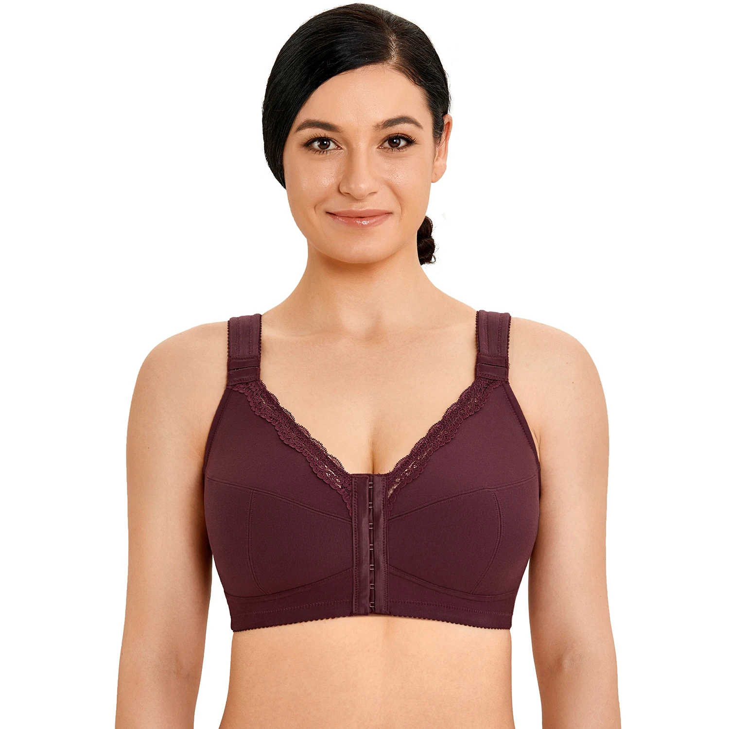 Для женщин хлопок размера плюс с застежкой спереди неутепленные Беспроводной