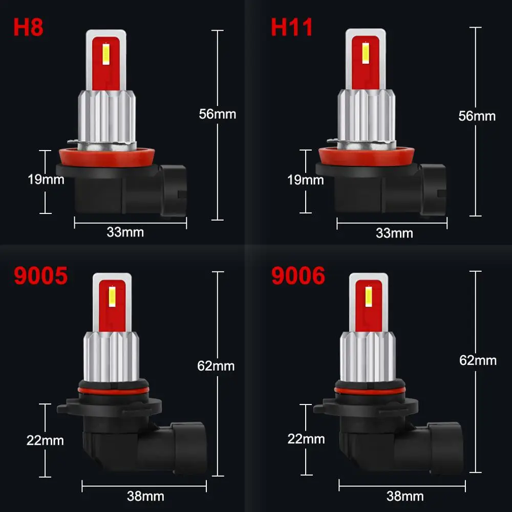 2 шт. автомобильные светодиодные лампы H8 H11 9005 HB3 9006 HB4 6500K 8000K 4300K 12 в|Передние LED-фары
