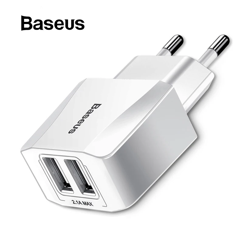 Baseus портативное двойное USB зарядное устройство 5 В 2.1A для iPhone X 8 7 6 зарядное устройство с европейской вилкой быстрое настенное зарядное устройство для samsung S8 Note 8 Xiaomi Mi 8