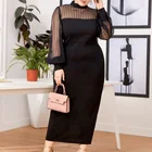 Черное платье в стиле ретро, с длинным рукавом, батальных размеров, 4XL