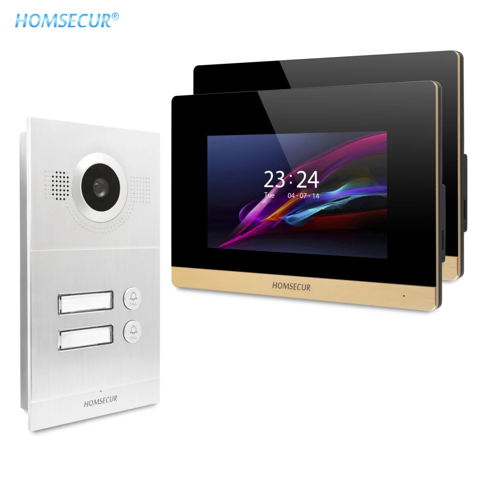 

HOMSECUR 7inch Video Door Phone Intercom System+Dual-way Intercom for House/Flat BC121-2S+BM716-G