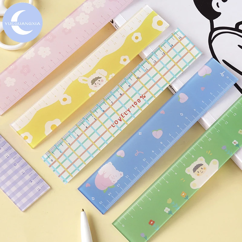 YueGuangXia 8 Designs Colorful Lovely Easy Memo Pads Ruler Multifunction DIY Drawing Rulers Double-duty School Office Supplies