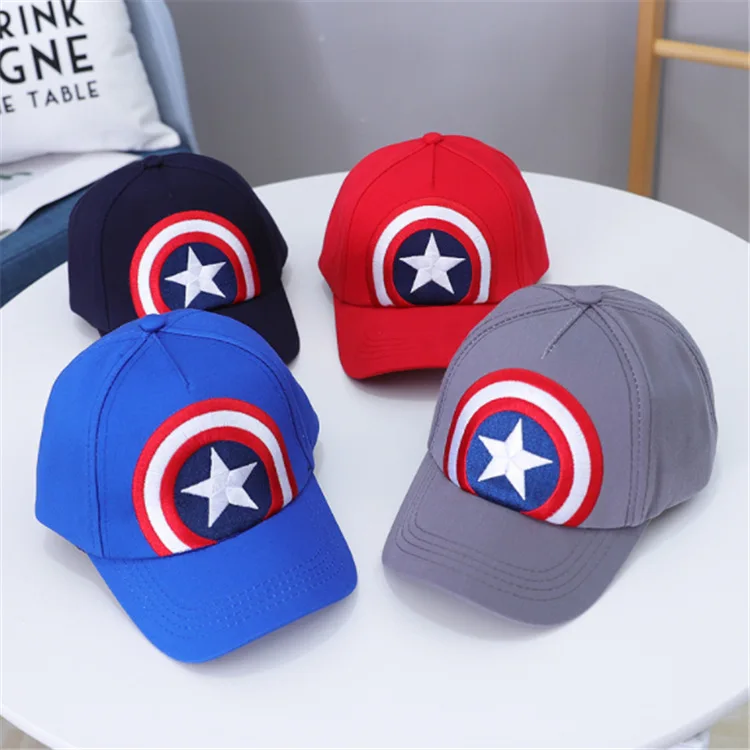 

2021 Fashion Children's Hat Spring and Autumn New Marvel Children's Baseball Cap Captain America Hip Hop Hat Trend Sun Hat