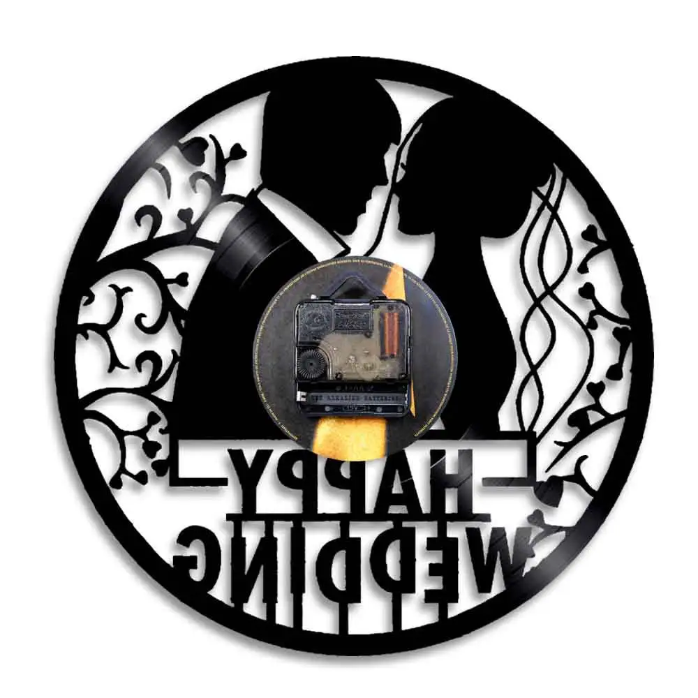 Настенные часы с виниловой пластиной персонализированные украшения для свадьбы