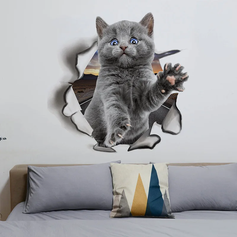 Симпатичная 3D наклейка на крышку унитаза в виде кошки наклейки стену аксессуары