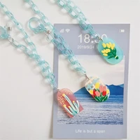 new creative cartoon flower cactus pattern pendant simple fashion trend acrylic glasses hanging chain womens mask lanyard gift