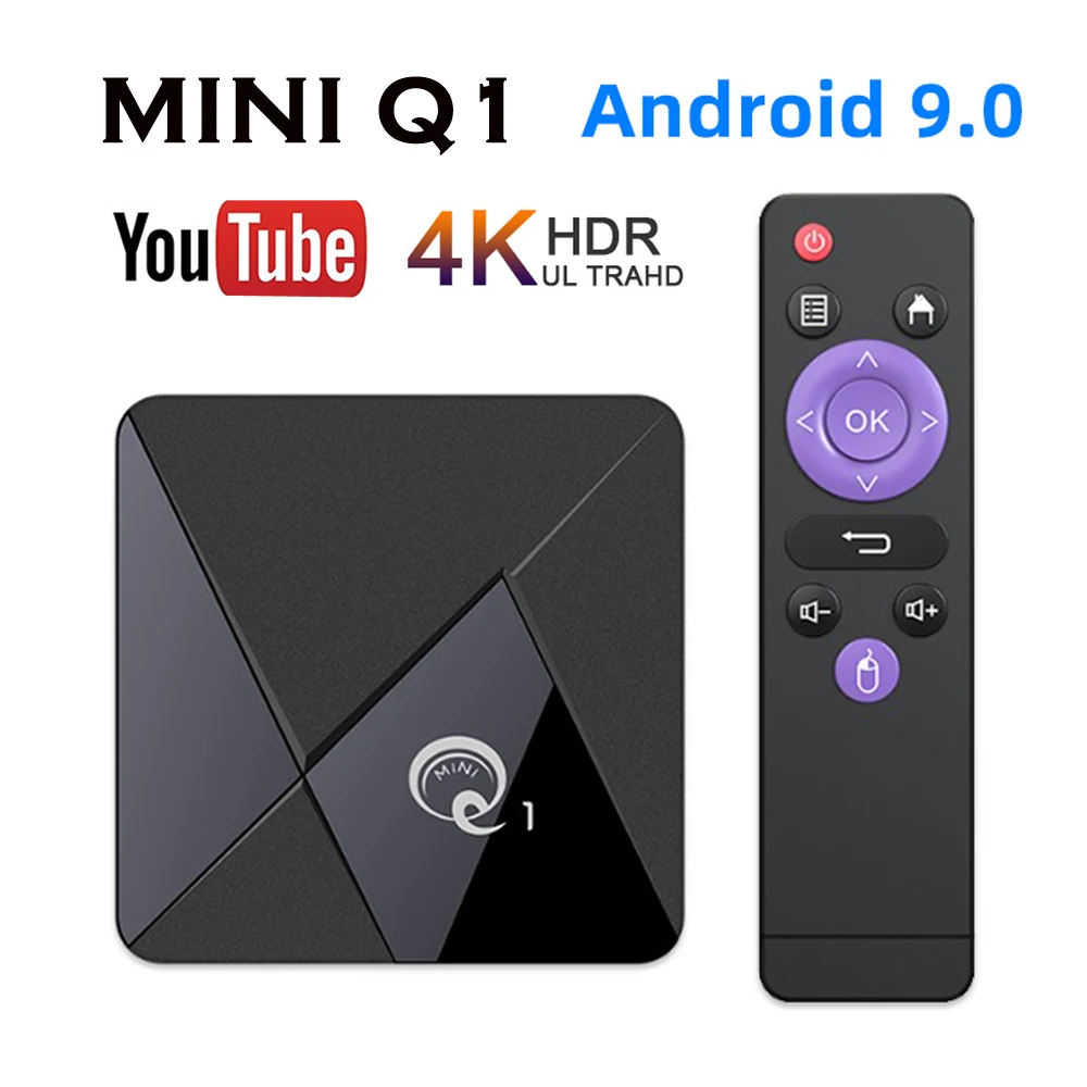 Смарт Android Box 9 0 Q1 MINI 2 Гб 16 RK3328 Четырехъядерный 4K WIFI 4G медиаплеер телеприставка android