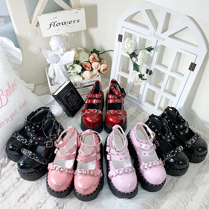 Японская обувь в стиле Лолиты красивая Готическая крутая для девушек на