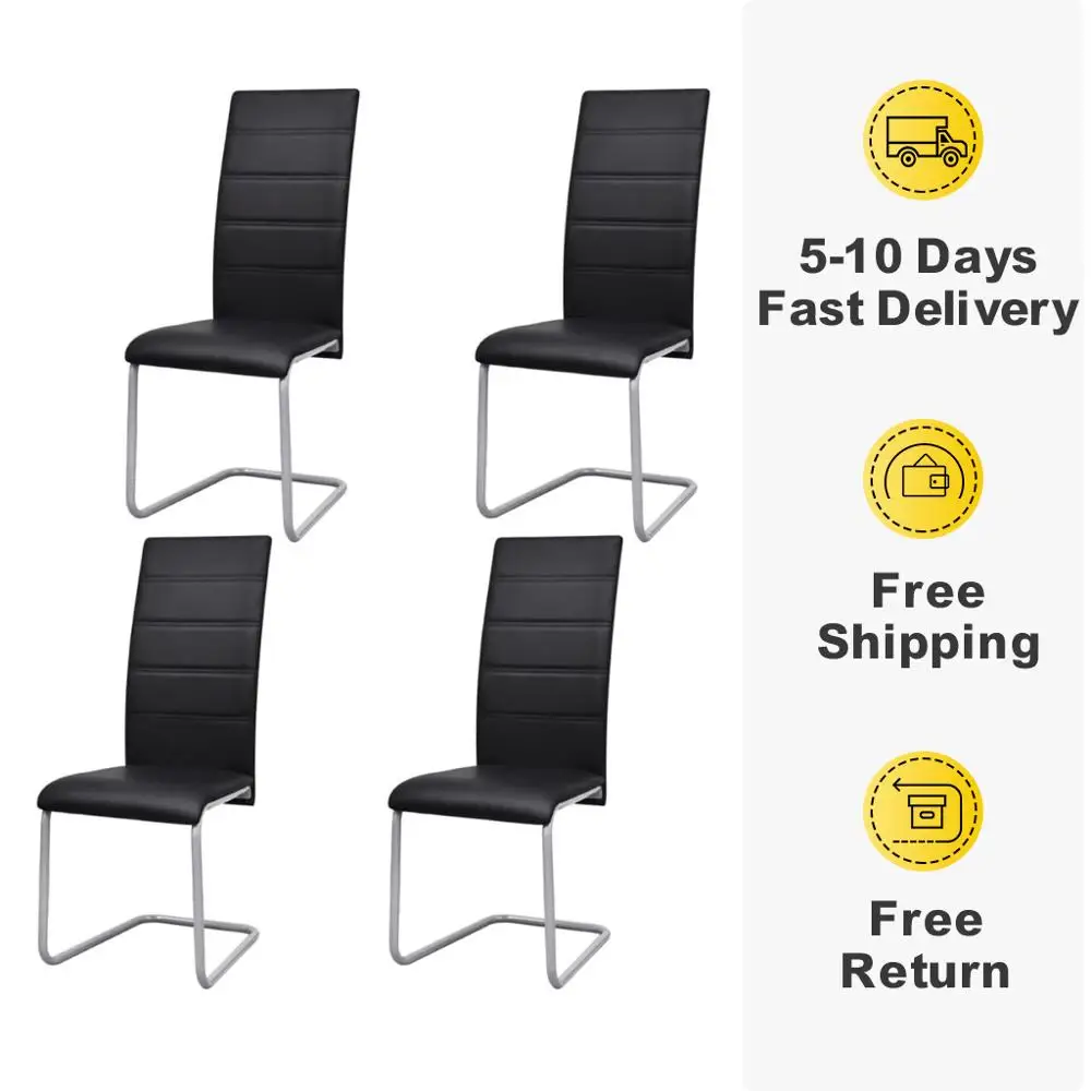 Современные Обеденные консольные 4 черные стулья спинка для столовой и офиса с