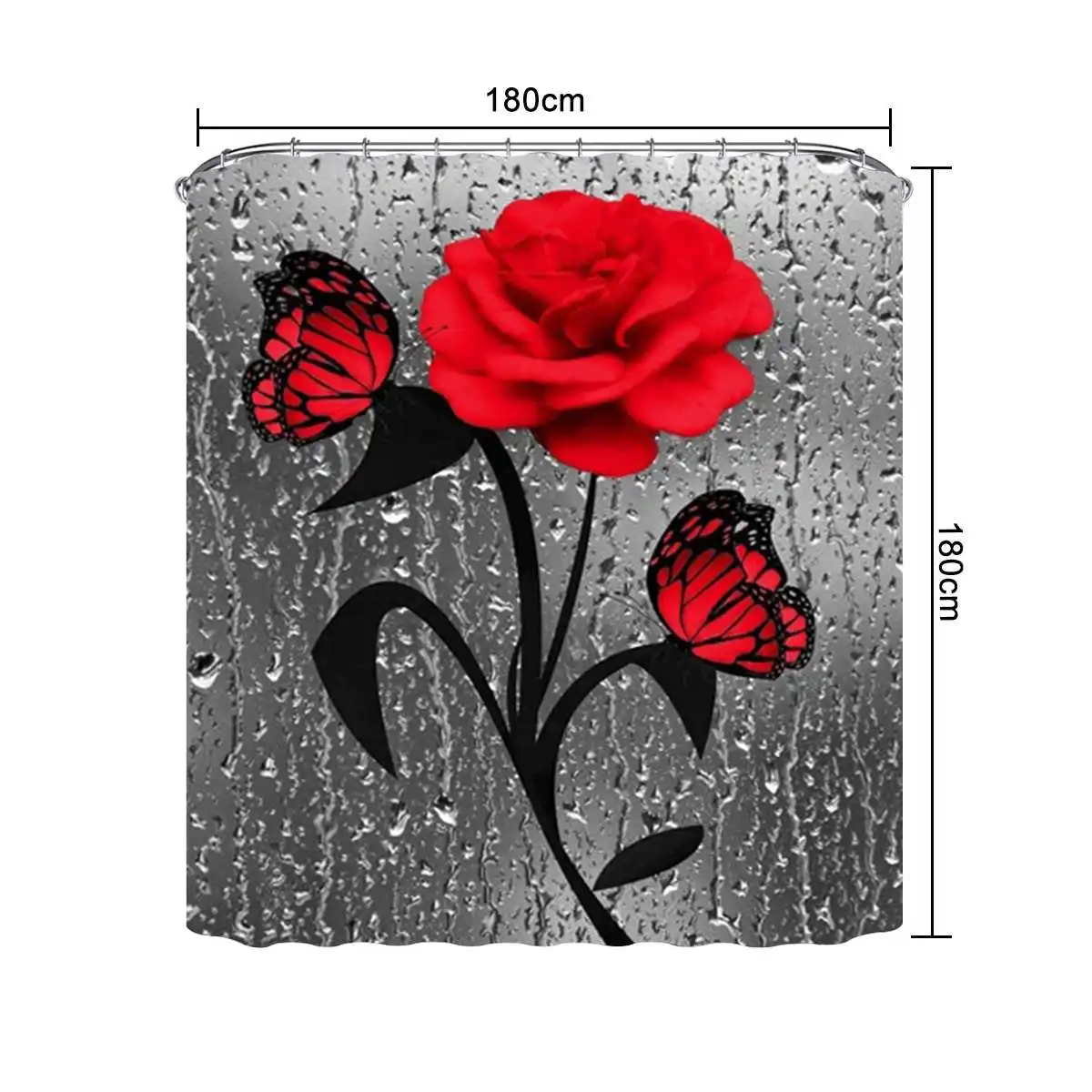 Набор Противоскользящих ковриков для ванной комнаты Red Rose & Butterfly прочные