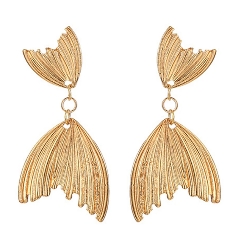 

Очаровательные висячие серьги «рыбий хвост» золотого цвета, металлические серьги из сплава для женщин, богемные ювелирные изделия