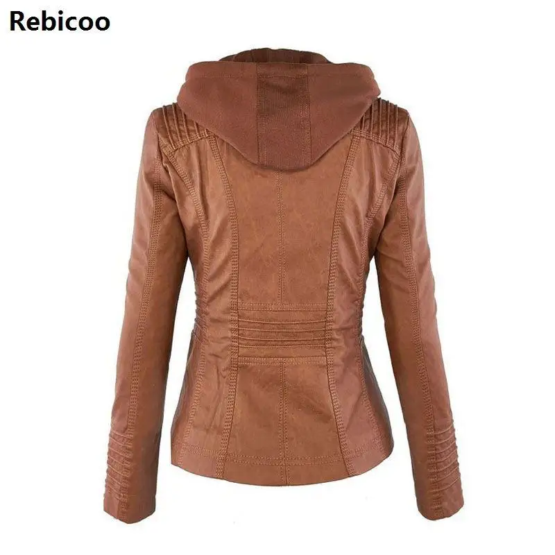 

Gothic faux leather Jacket Women hoodies Winter Autumn Motorcycle Jacket Black Outerwear faux leather PU Jacket Coat HOT