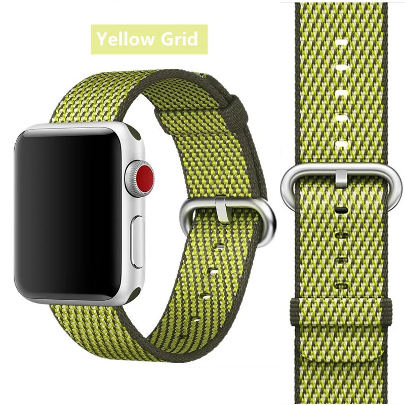 Yellow Grid 25 Ремешок EIMO Nato для apple watch, ремешок 44 мм, 40 мм, apple watch 5, 4, 3, 2, iwatch, ремешок 42 мм, 38 мм, плетеный нейлоновый браслет correa, ремешок для часов - Цвет ремешка: Yellow Grid 25