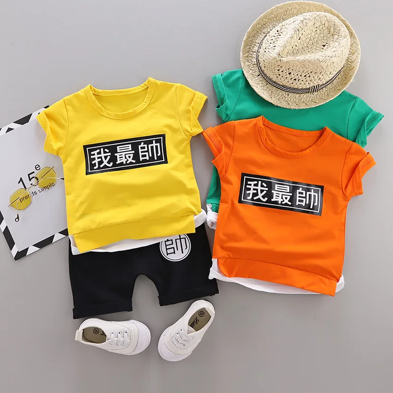 

Children's Short Sleeve Suit Boy Summer Cotton Baby Suit Clothing Set Kids