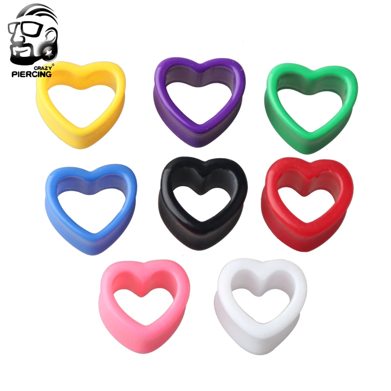 1 пара из акрила Вилки с глубоким вырезом в форме сердца на плоть тоннели для