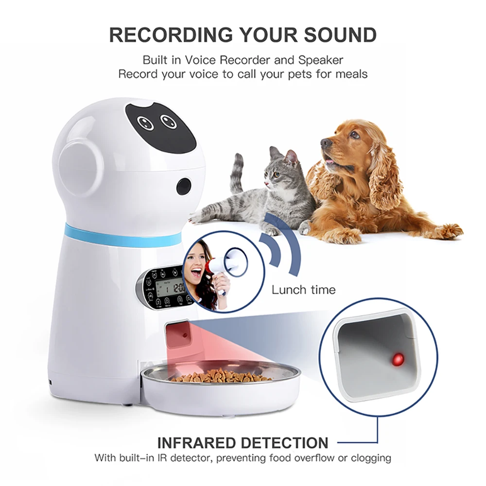 

Pet Feeder Fashion Smart Automatic Pet Feeder Medium Small Dogs Cat Food Detachable Voice Recorder and Timer Pet Dog