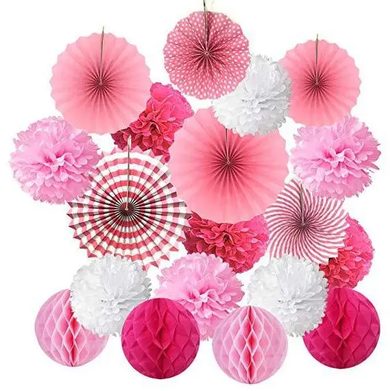 Новинка 19 шт./компл. подвесной бумажный веер смешанных размеров для свадебной