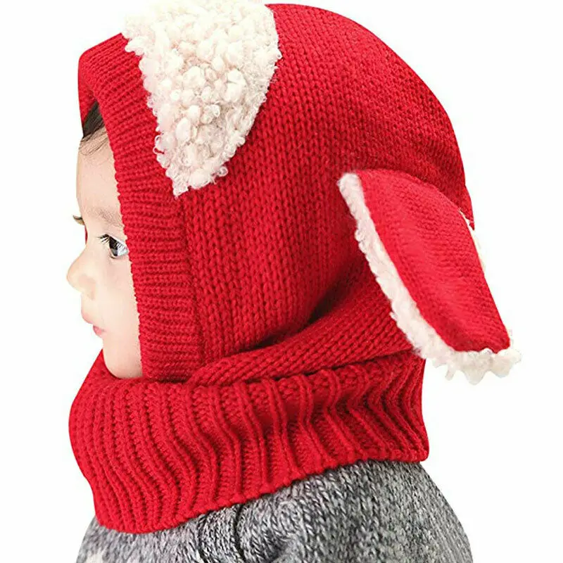 Kids Winter Hats Ears Girls Boys Children Warm Caps Scarf Set Baby Knitted Crochet Cute Hat for Girl Boy Beanie Cap | Детская одежда и