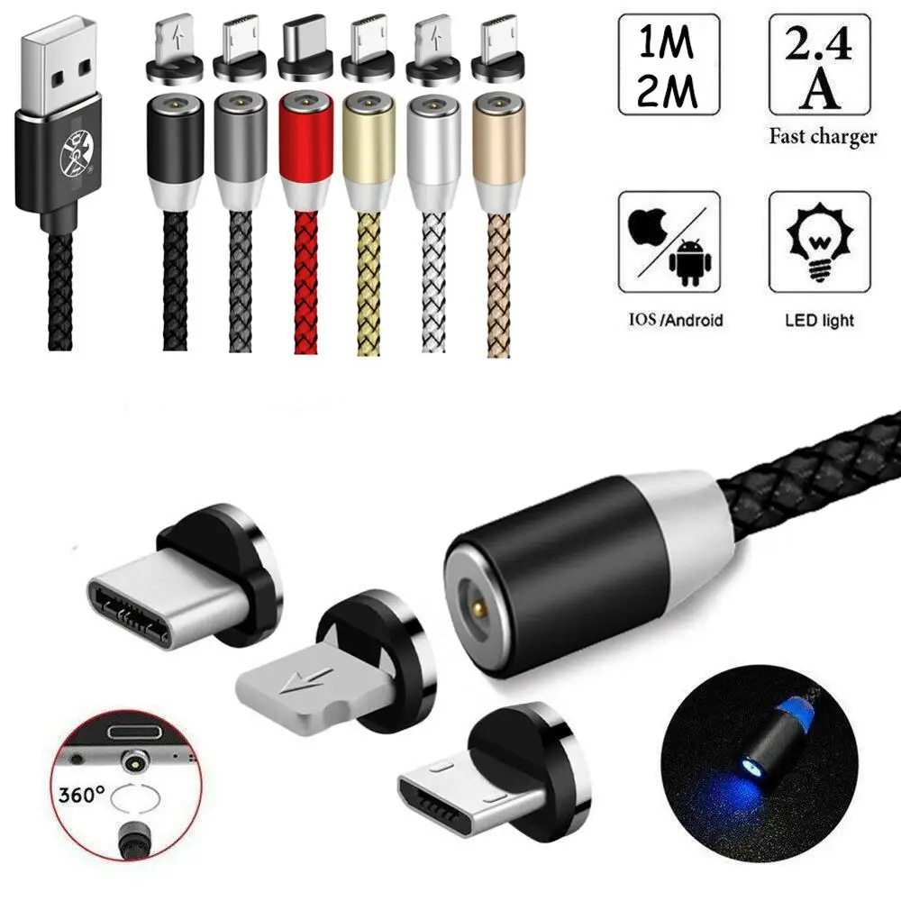 1/2 м Магнитный 2A Быстрый usb кабель для зарядки type C Micro USB IOS быстрое зарядное