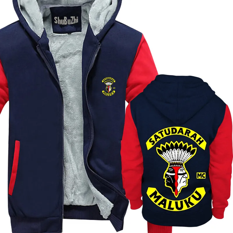 Мужская зимняя мотоциклетная толстовка с капюшоном на молнии