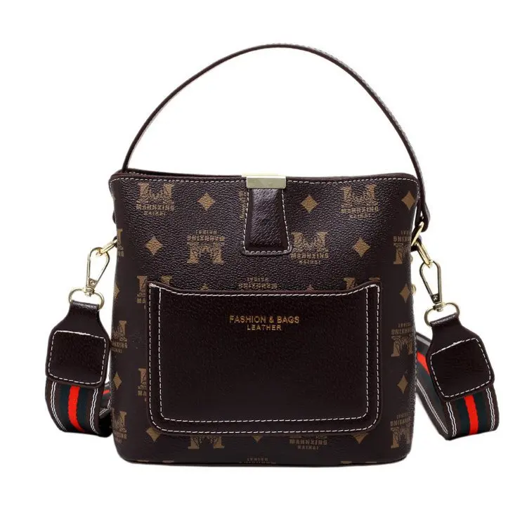 

Net red large capacity bucket bag winter new fashion portable shoulder bag printed messenger bag women